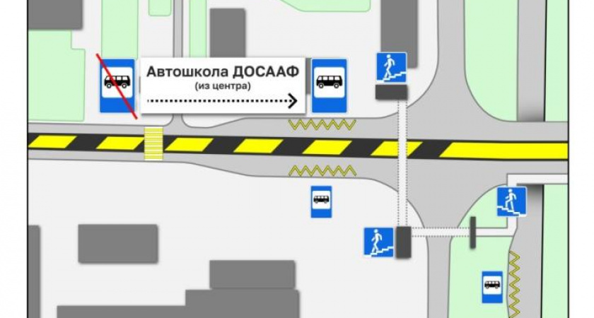 В Курске перенесли остановку Автошкола ДОСААФ для уменьшения заторов