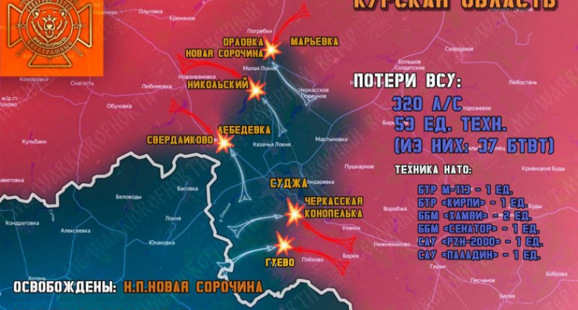 Российские военные освободили деревню Новая Сорочина в Курской области