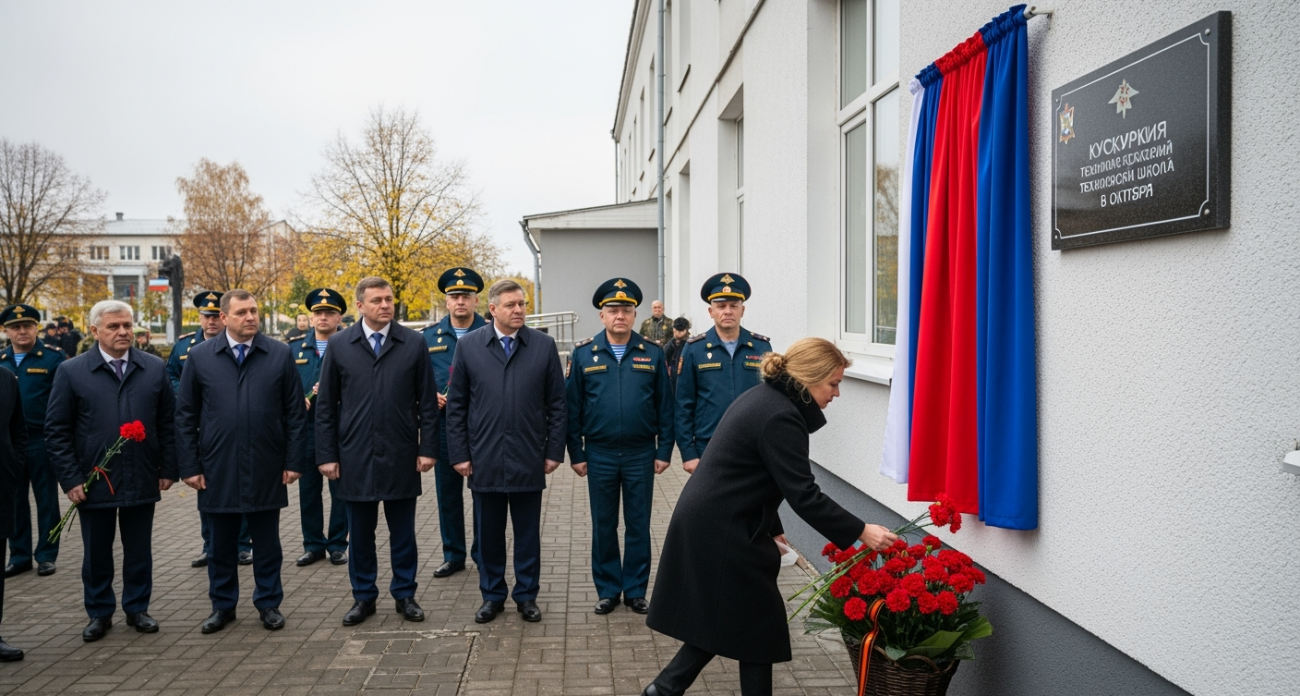 В Курском техникуме открыли памятную доску росгвардейцу, погибшему от удара FPV-дрона