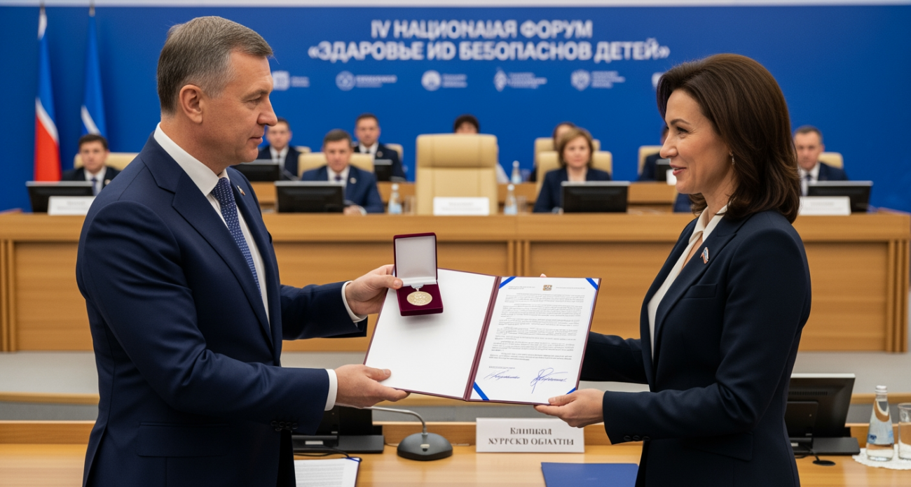 Губернатор Курской области наградил медалью «Защитник» главу центра помощи пропавшим детям