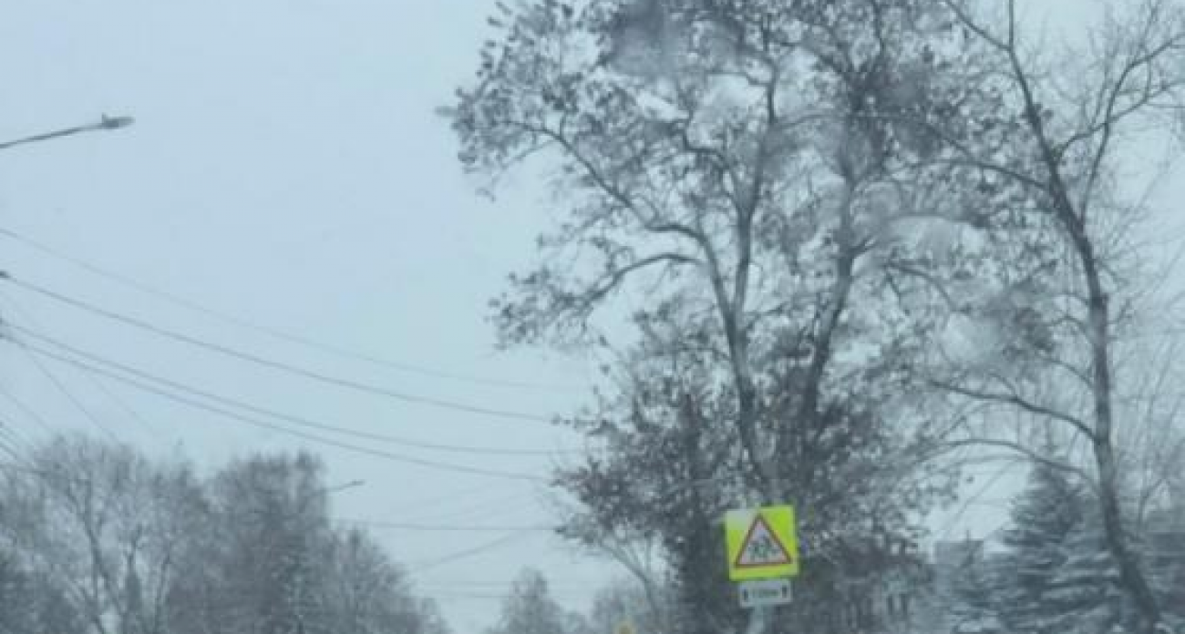 Снегопад спровоцировал столкновение двух машин на улице Большевиков в Курске