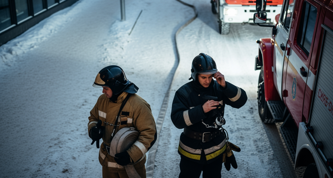 Три пожарные части экстренно выехали на крупное возгорание в центре Курска после полуночи