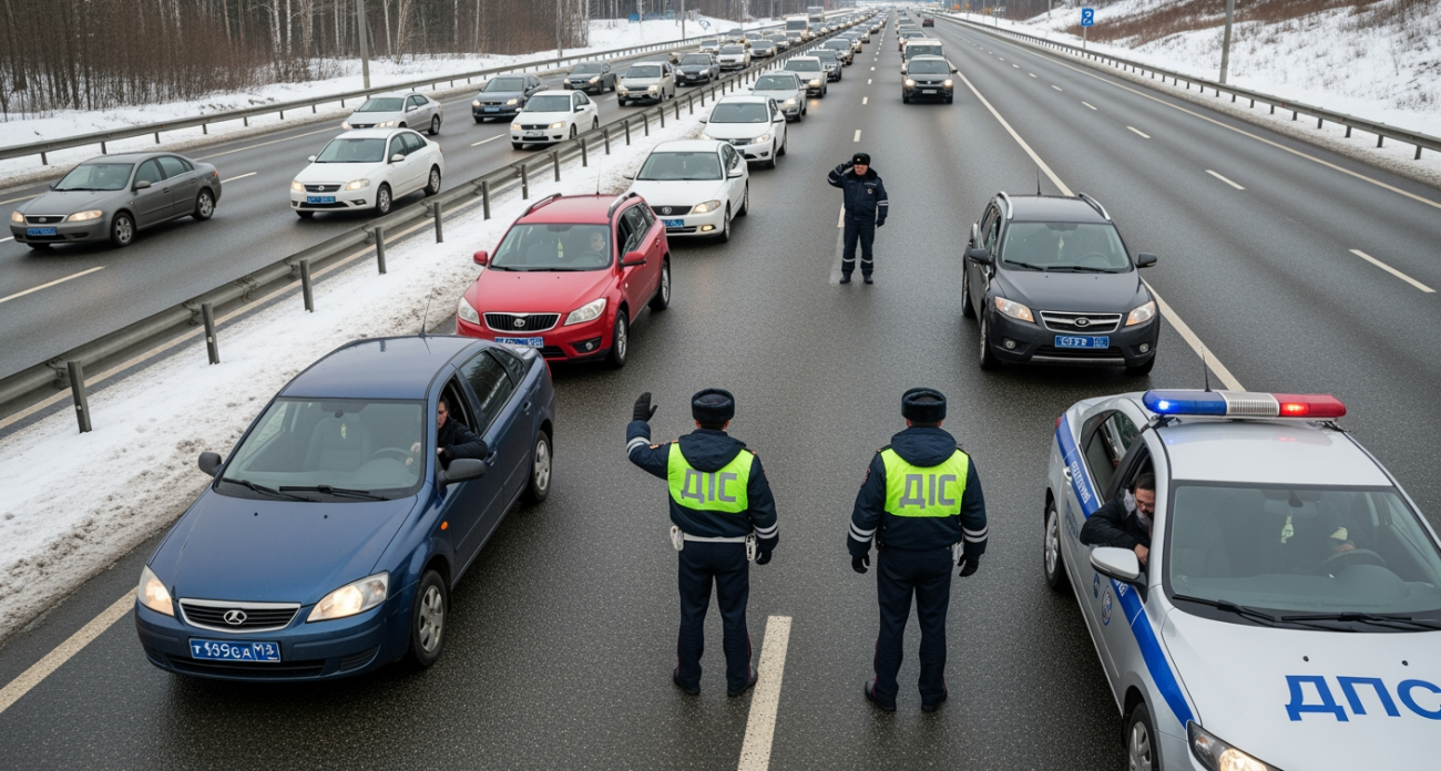 Четыре авто столкнулись на трассе М2 «Крым»: полицейская машина в эпицентре массового ДТП