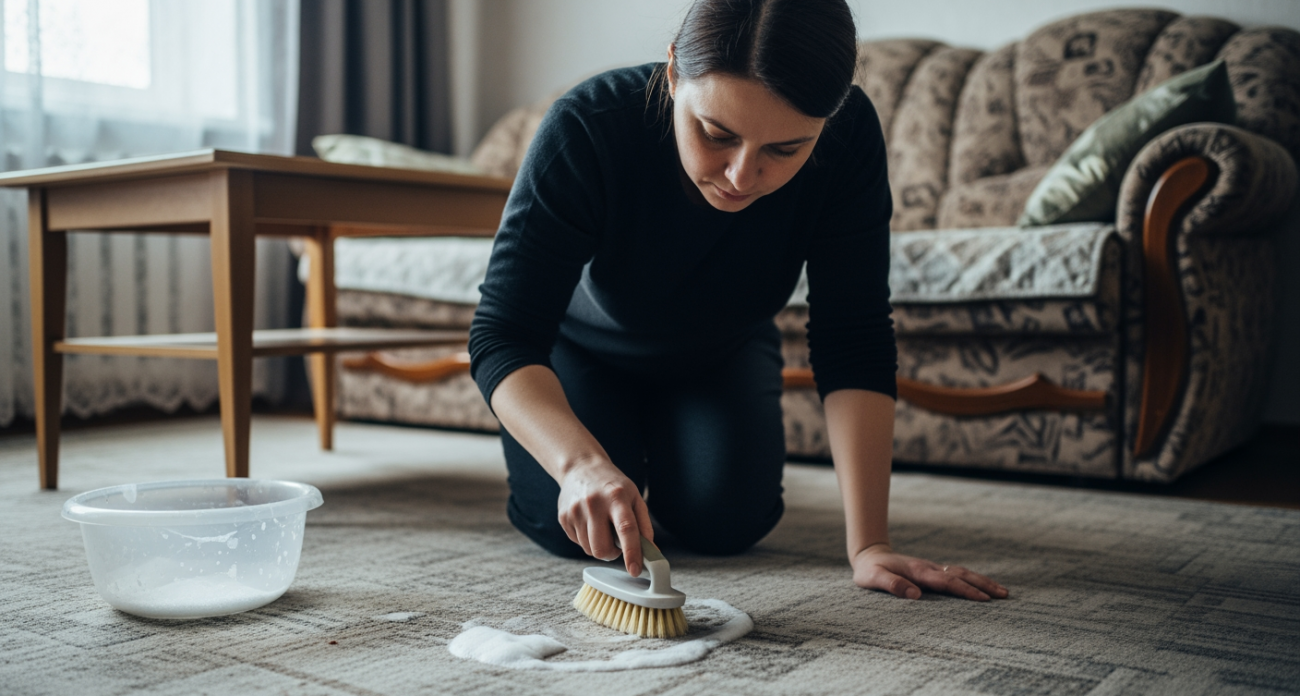 Домашний трюк от соседки: одна чайная ложка этого средства вернула моему ковру вид с магазина всего за полчаса