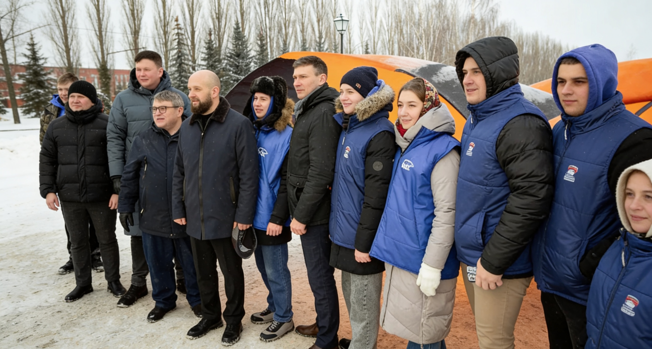 150-метровая георгиевская лента развернулась на мемориале «Курская дуга» в честь 83-летия освобождения города