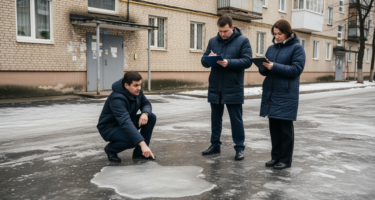 Гололёд и граффити: комиссия выявила 4 нарушения в курских дворах после проверки 40 территорий