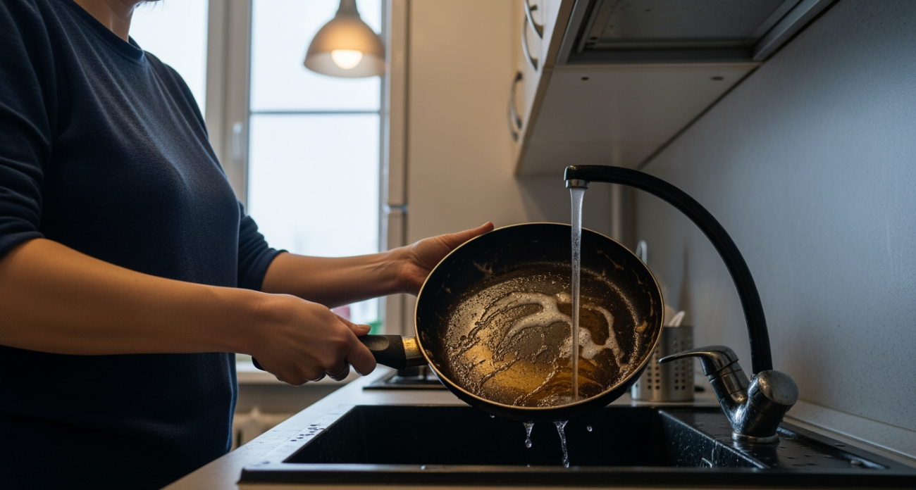 Мой секретный коктейль из кухонных ингредиентов заставляет нагар отслаиваться без усилий даже с самых запущенных сковородок