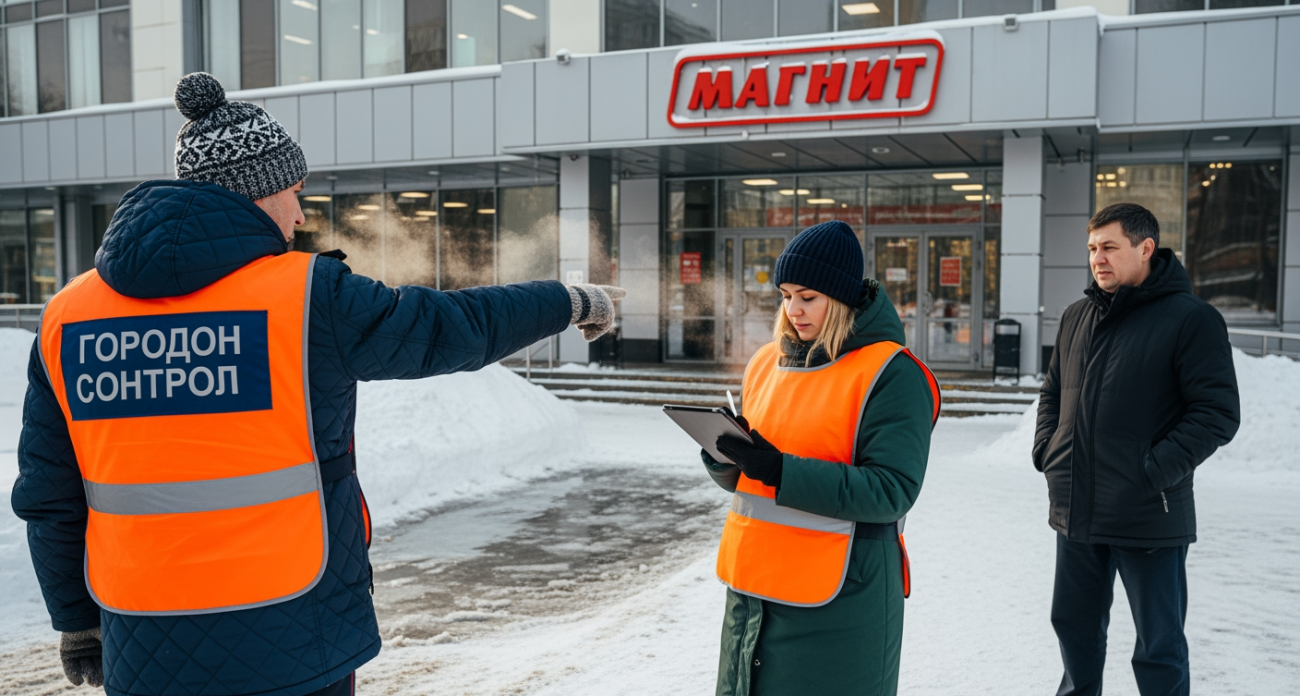 14 магазинов «Магнит» и «Пятерочка» в Курске поймали на опасной наледи и неубранном снеге
