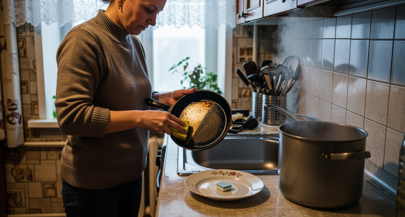 Бросьте этот простой продукт в воду и забудьте о многолетнем нагаре на сковороде за считанные минуты