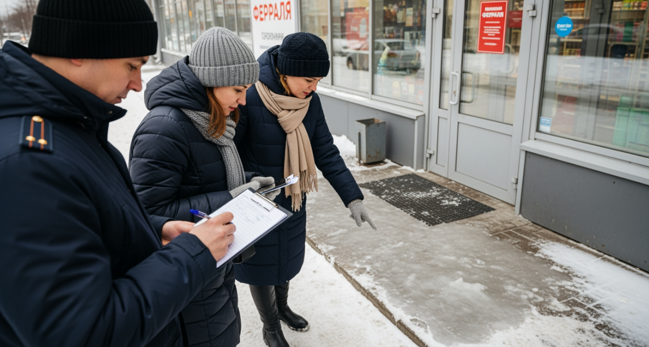 Ледяная ловушка у входа: 21 магазин Сеймского округа провалил проверку и ждет наказания