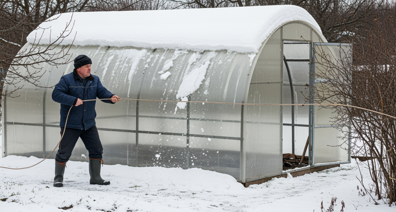 Старый садовод показал, как очистить теплицу от снега за минуту без инструментов и лишних усилий