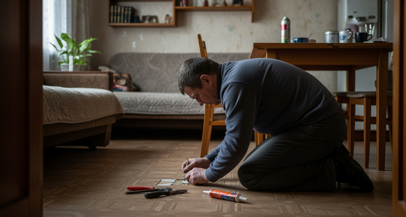 Никто не поверит, что здесь была дыра: не спешите менять покрытие, есть простая техника ремонта линолеума и обоев, о которой молчат мастера 