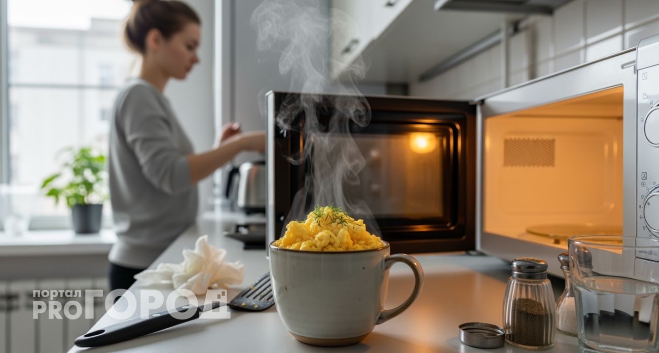 Сковородка не нужна: беру кружку, 2 яйца и за минуту в микроволновке готов воздушный омлет