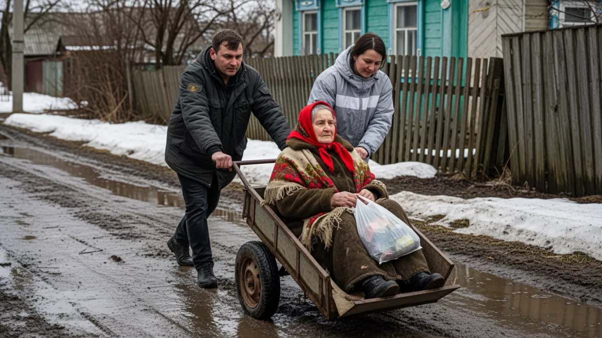 Жителей освобожденной Суджи эвакуировали на садовых тележках
