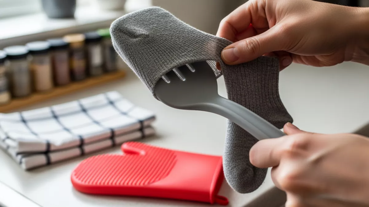 Надеваю носок на кухонную лопатку: простой трюк для удобства удивит даже опытных хозяек