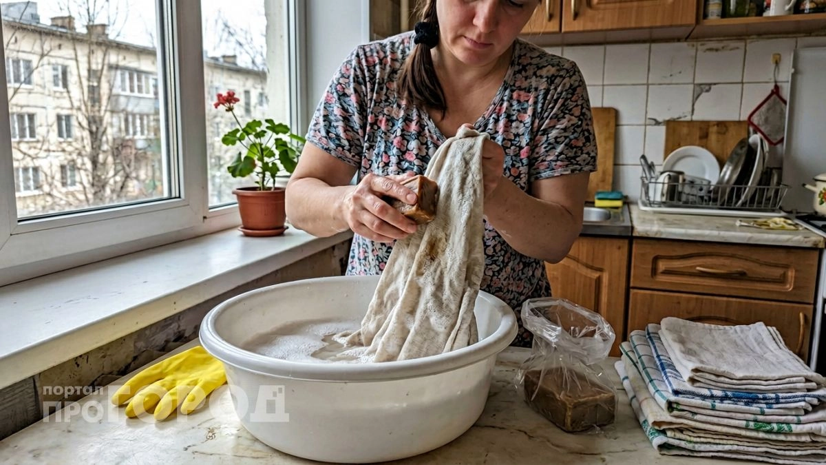 Забыла про долгую стирку кухонных полотенец и теперь вывожу любые жирные пятна за полторы минуты в обычном пакете