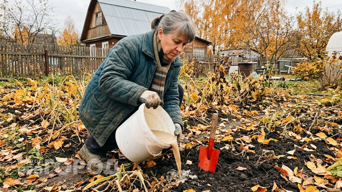 Спину с тоннами навоза больше не рву, а просто проливаю грядки этим копеечным раствором ради жирного чернозема