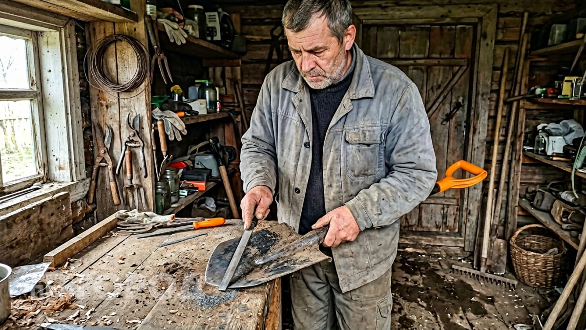 Кузнец за минуту показал правильный угол заточки лопаты — теперь мой инструмент режет дёрн как масло