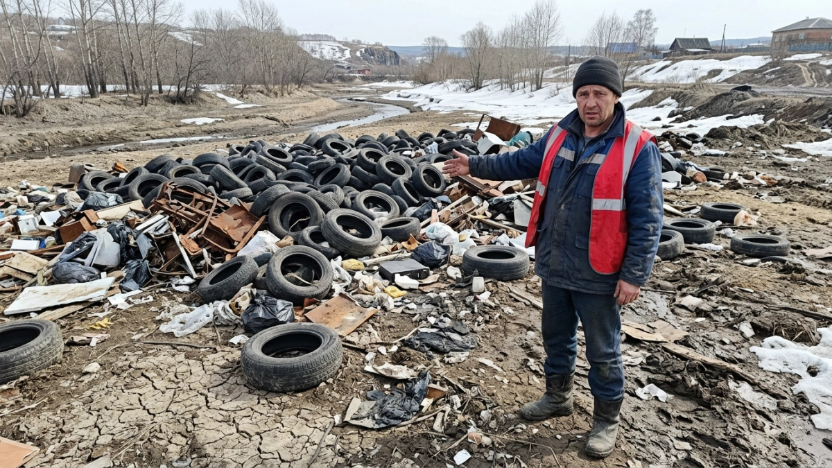 Под Курском в пересохшее русло водохранилища свозят мусор с документами