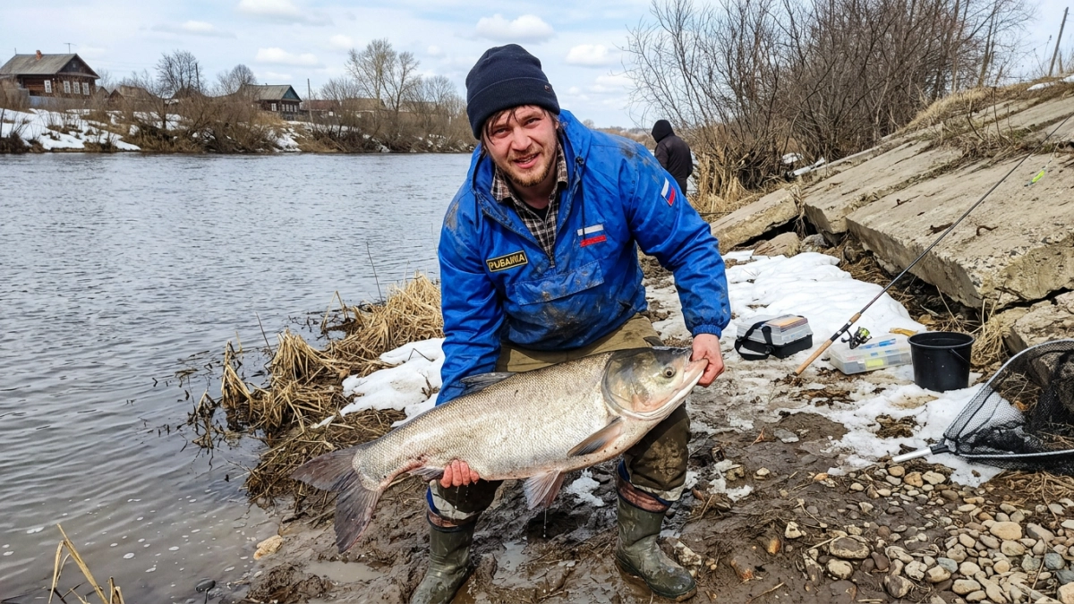 Курский рыбак поймал на обычную удочку огромного толстолобика на Тускари