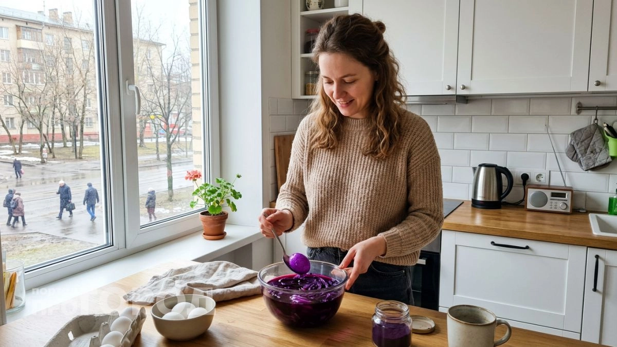 Крашу яйца отваром краснокочанной капусты — получаю глубокий индиго, а луковую шелуху больше даже не покупаю