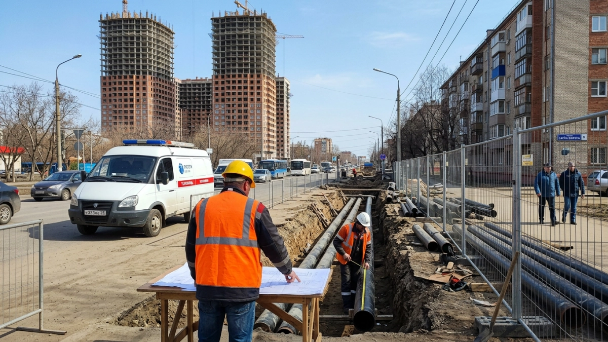 В Курске проложат 1400 м теплотрассы для пяти новых 25-этажных домов