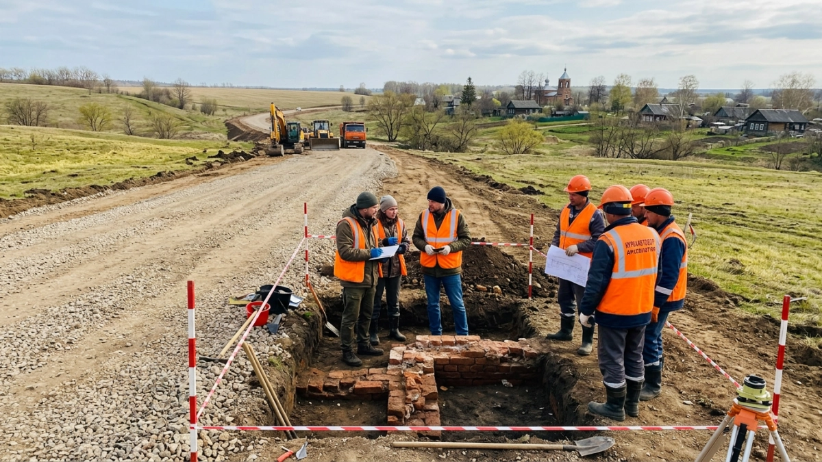 В Курской области приостановили строительство дороги из-за повреждённого городища