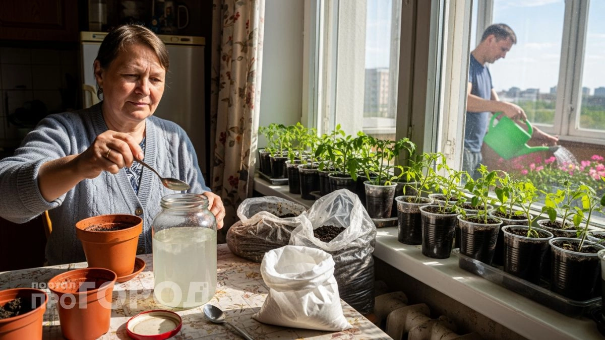 Забудьте про обычный полив: этот простой раствор делает рассаду томатов коренастой и укрепляет её корни