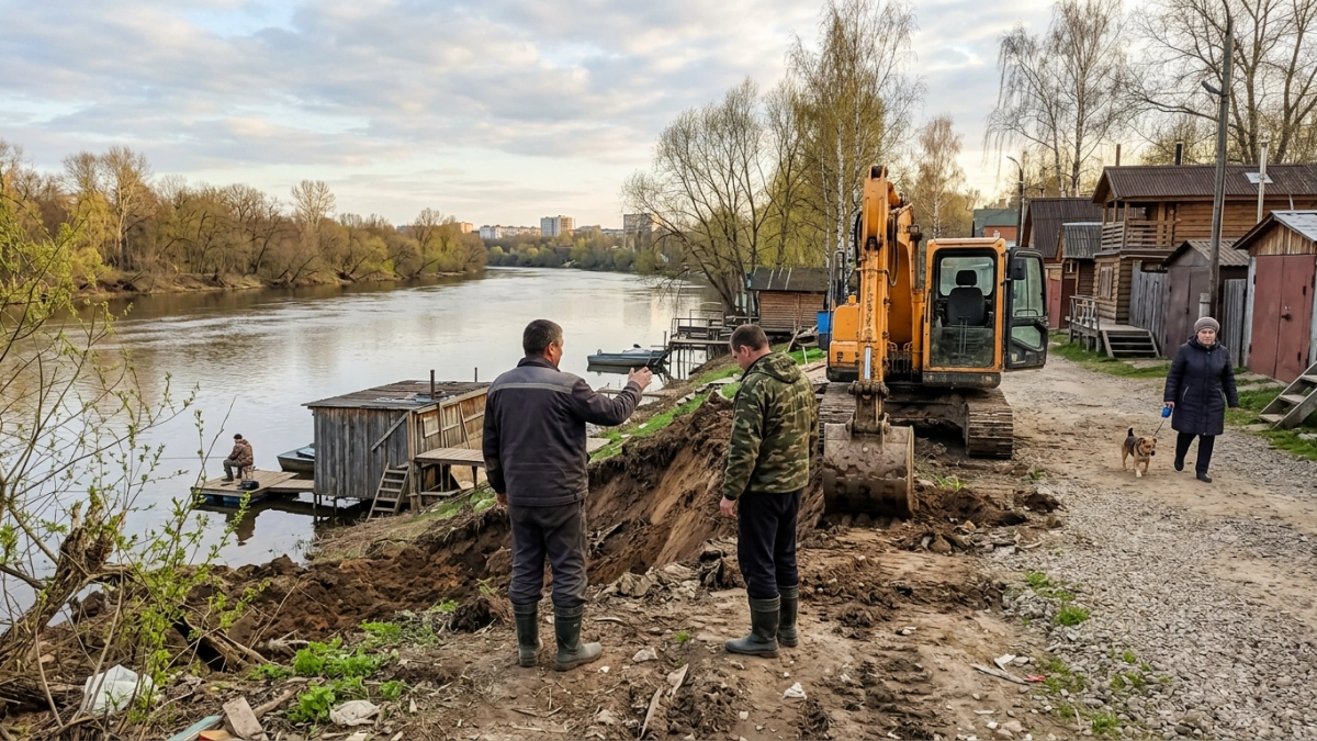 Экскаватор разрушил берег Сейма в Курске: губернатор подключил прокуратуру