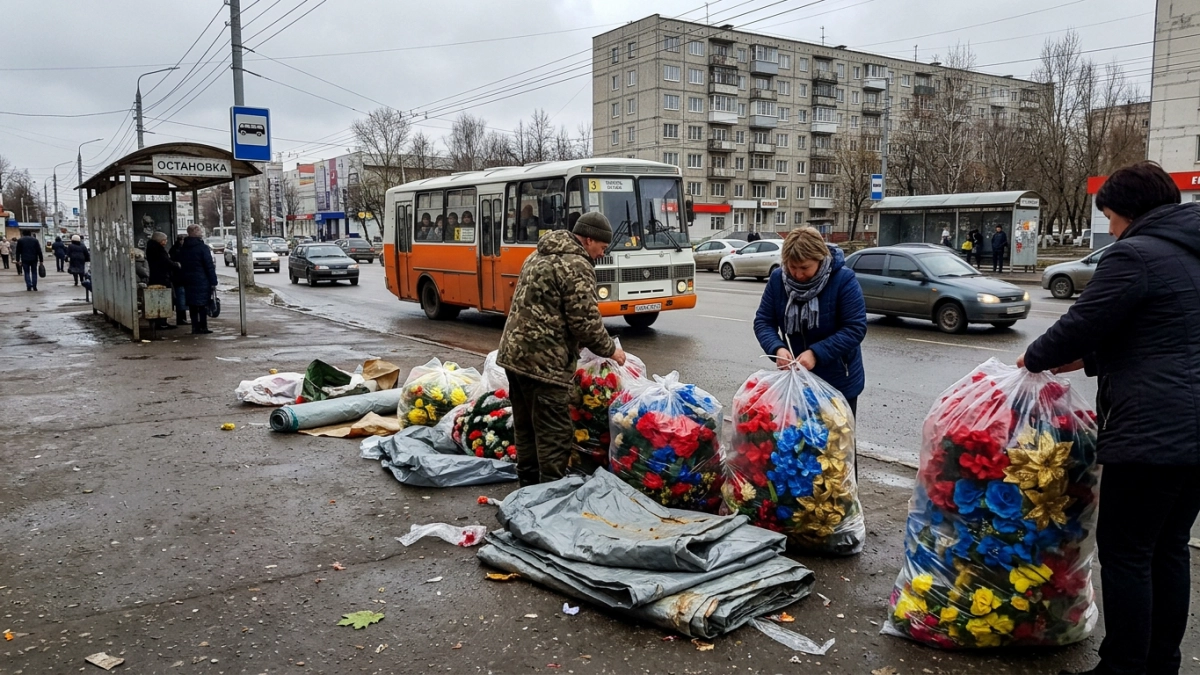 В Курске составили протоколы за незаконную торговлю кладбищенскими цветами