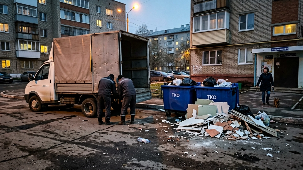 В Курске водитель «Газели» сбросил чужой мусор и скрылся от полиции