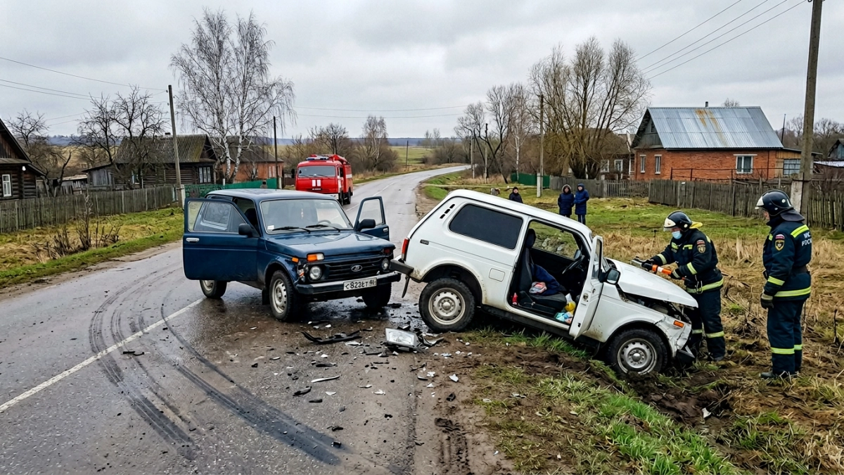 Две «Нивы» столкнулись в Курской области: водитель госпитализирован