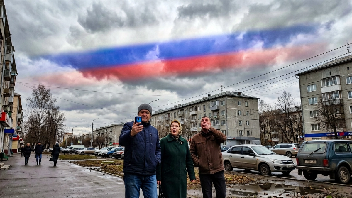 Небо над Курском окрасилось в цвета российского флага