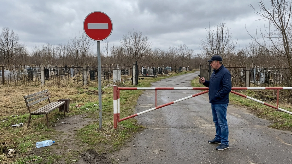В Курске на Южном кладбище перестали брать деньги за въезд, но закрыли проезд