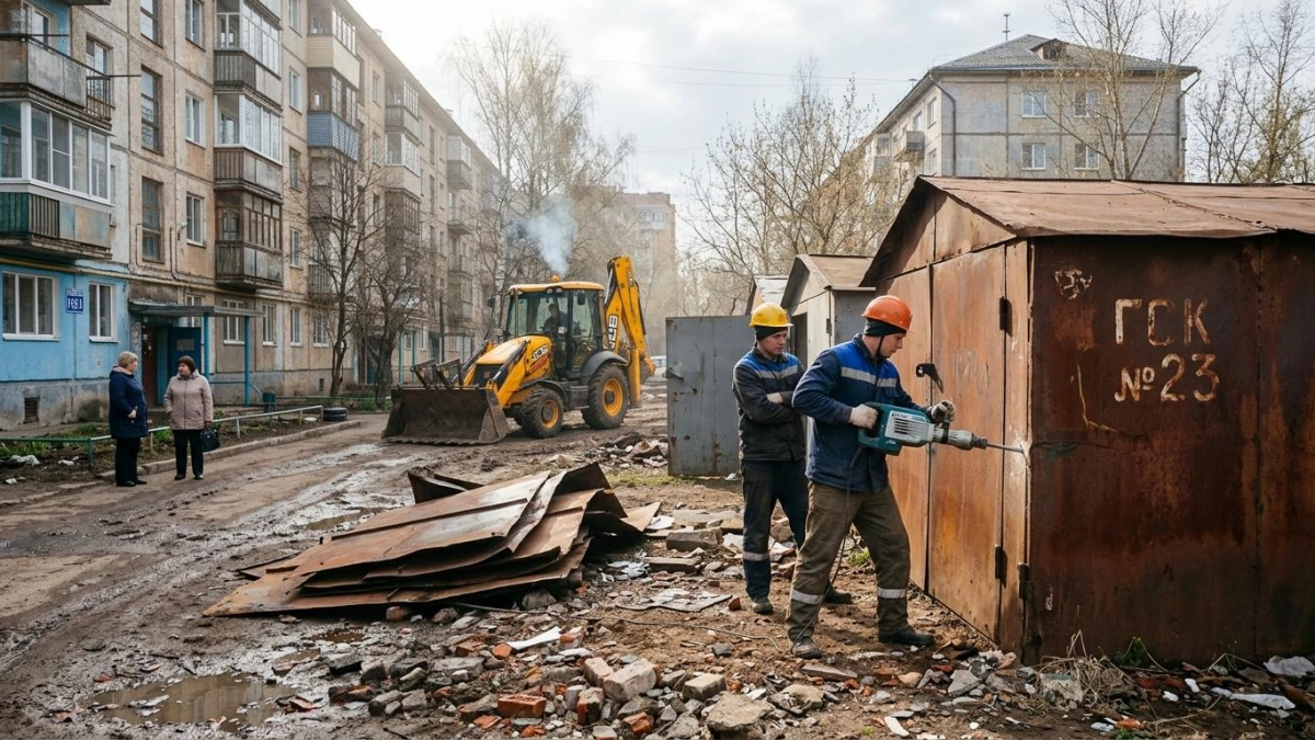 В Курске начали сносить десятки незаконных гаражей — владельцев предупреждали месяц