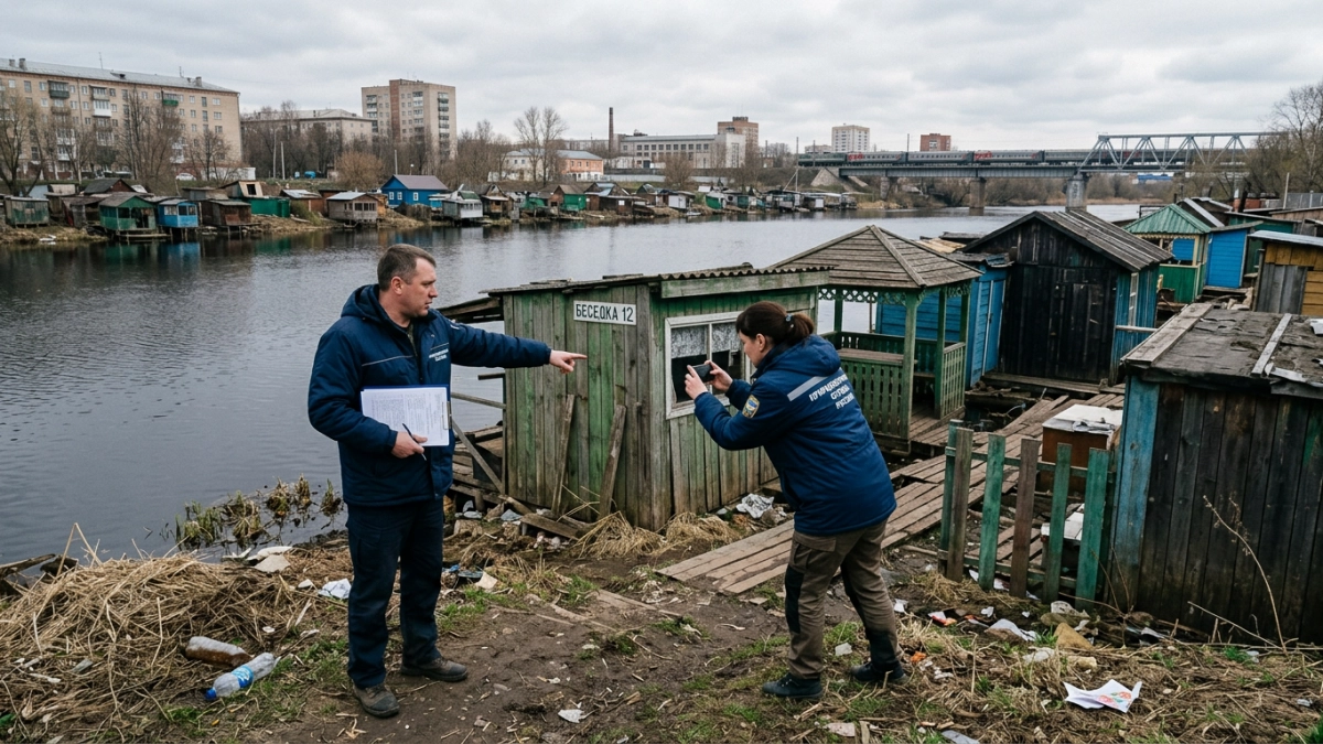 В Курске беседки и сараи закрыли жителям доступ к реке Тускарь