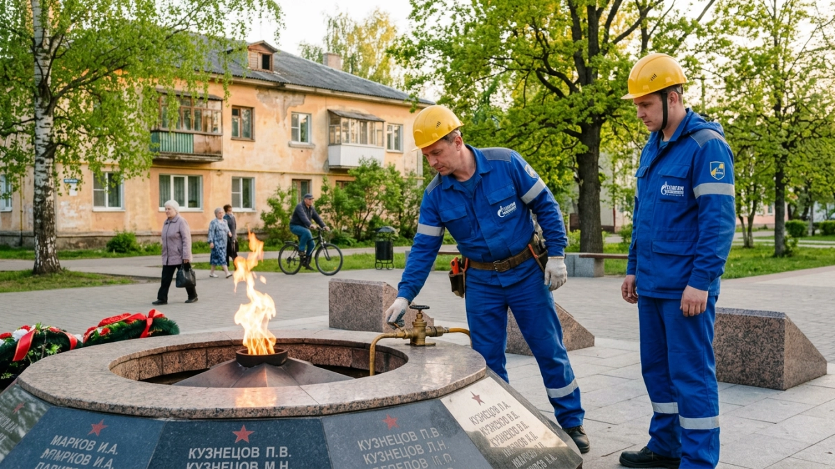 В Золотухино зажгли первый в районе Вечный огонь у мемориала