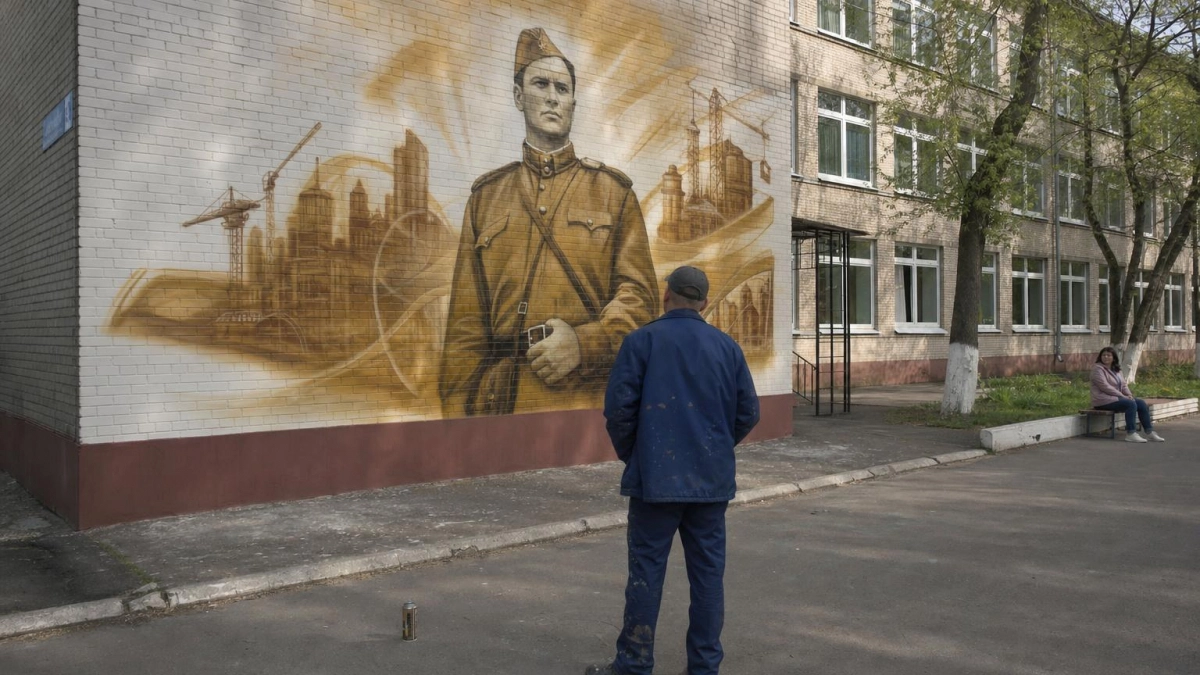 В Железногорске открыли мурал с портретом основателя города
