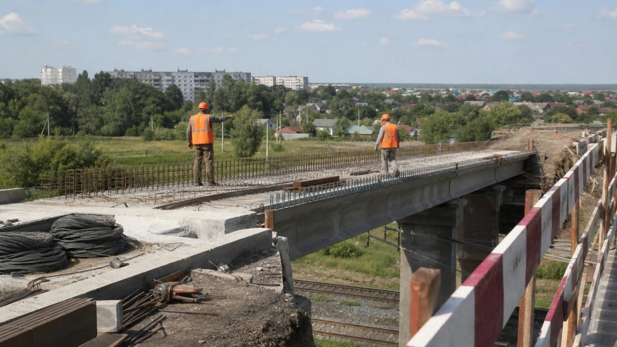 В Железногорском районе капитально ремонтируют путепровод над активной железной дорогой