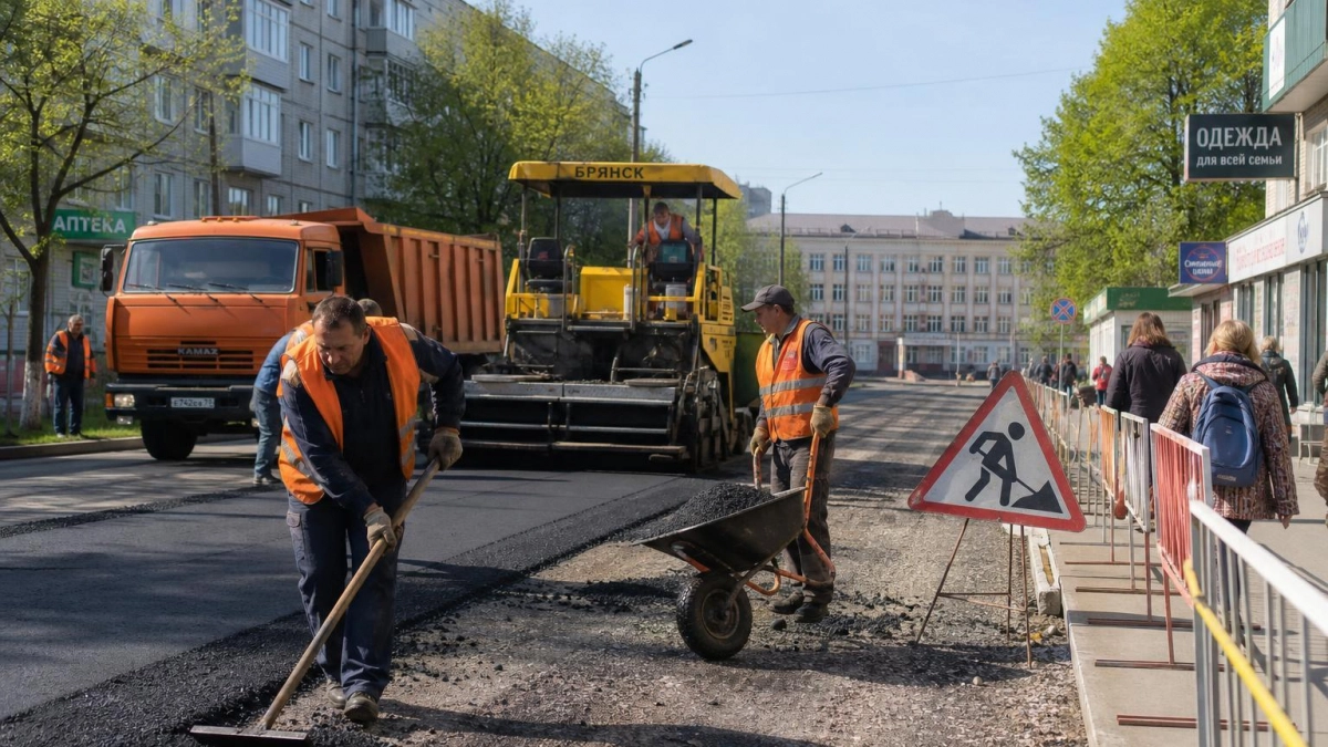 В Щиграх ремонтируют 6,4 км трассы Курск-Касторное: новый асфальт у школ и стадиона