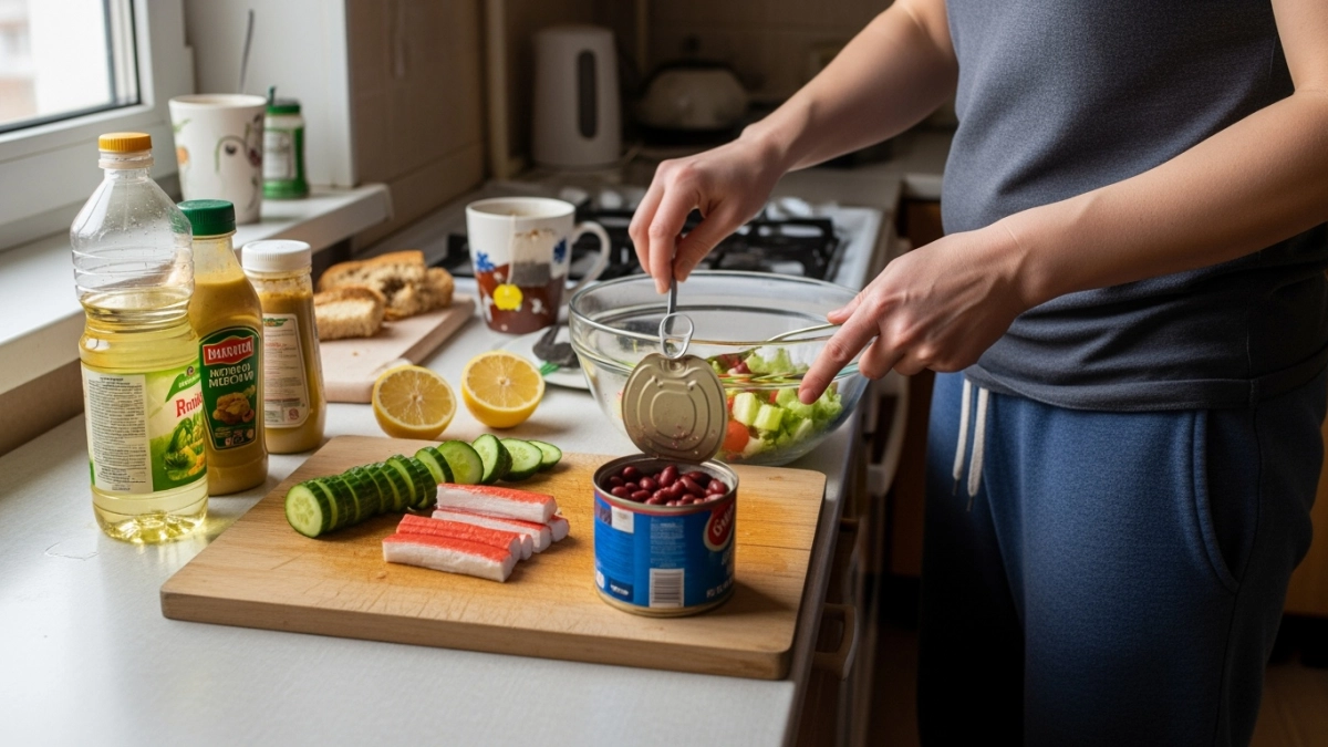 Хватаю три доступных продукта и за две минуты собираю салат: гости всегда требуют рецепт этой находки