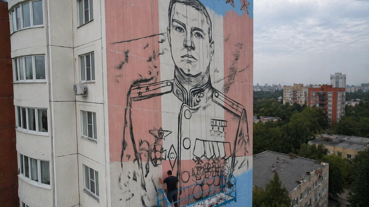 На проспекте Победы создают мурал в память о полковнике Леониде Башкардине