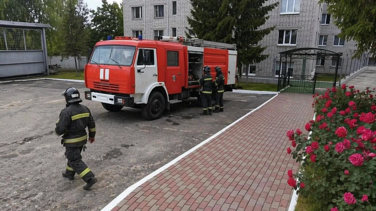 На учениях в Курске спасатели вывели человека через задымлённую зону