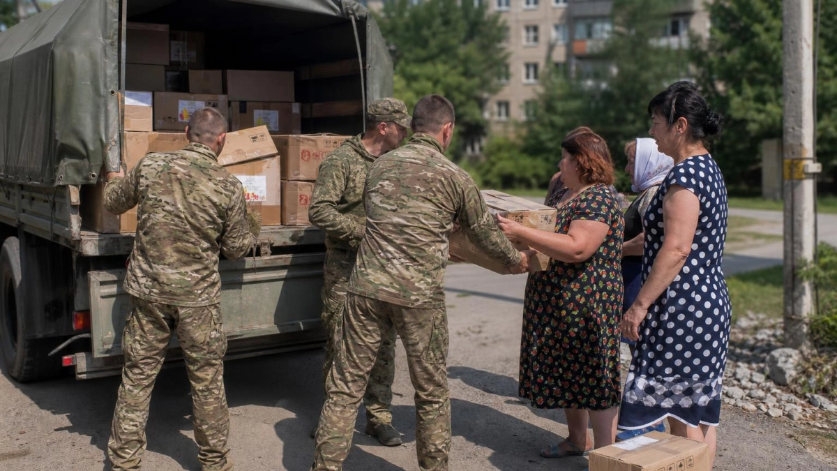 Военнослужащие привезли в Суджу продукты и предметы первой необходимости