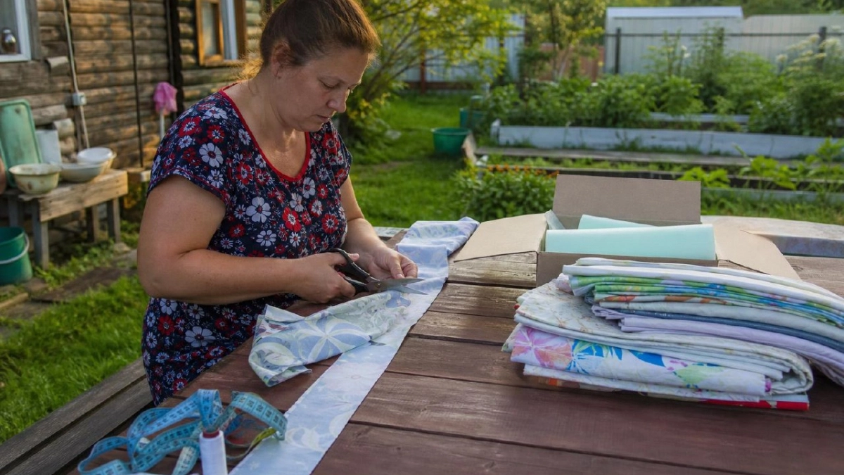 Хватит избавляться от старого белья: показываю как сшить стильный бисквитный плед из привычной ветоши