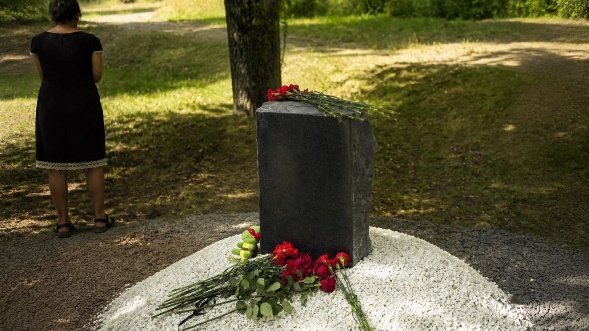 На курском пляже установили мемориальный камень с именами погибших в 2025 году