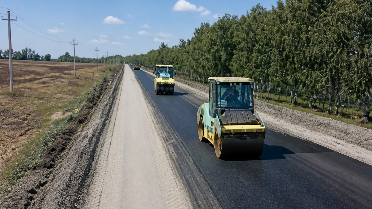 В Курской области строят 1,6 км дороги к плодохранилищу в яблоневом хозяйстве