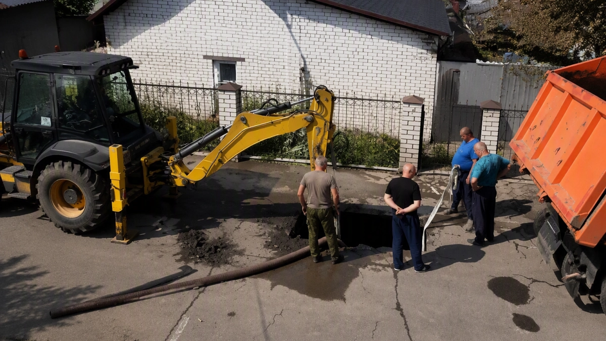 В Курске устраняют аварию на водопроводе в 6-м Краснополянском переулке
