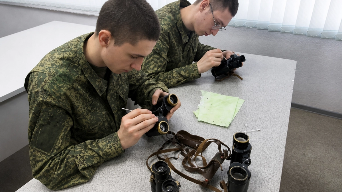 В вузе Курска курсанты восстанавливают армейские бинокли Б 6×30 для военных