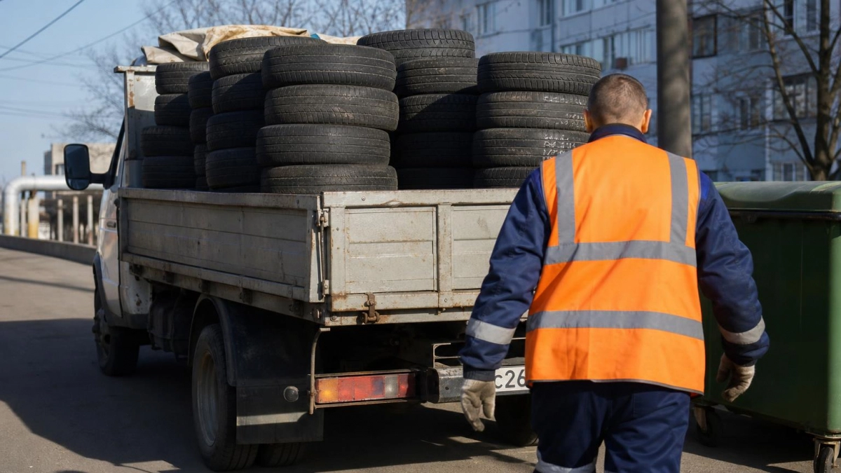 Из Курска автошины ежедневно вывозят в Старково и готовят к утилизации